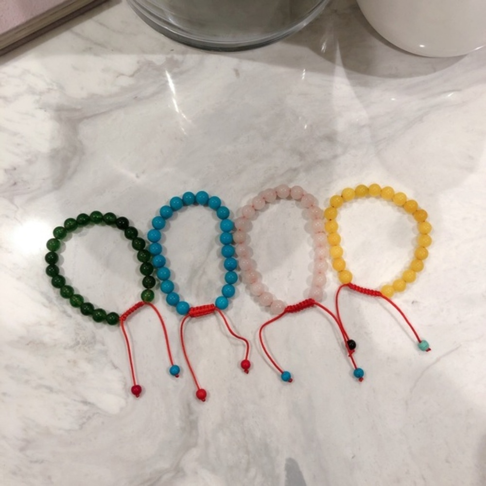 Adjustable Stone Bead Red Nylon String Bracelet 4 - image 1